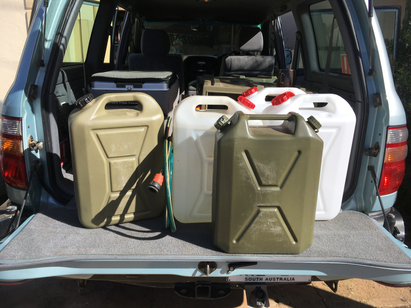 We are carrying an extra 40L of water for this trip. Making 100L in total.
